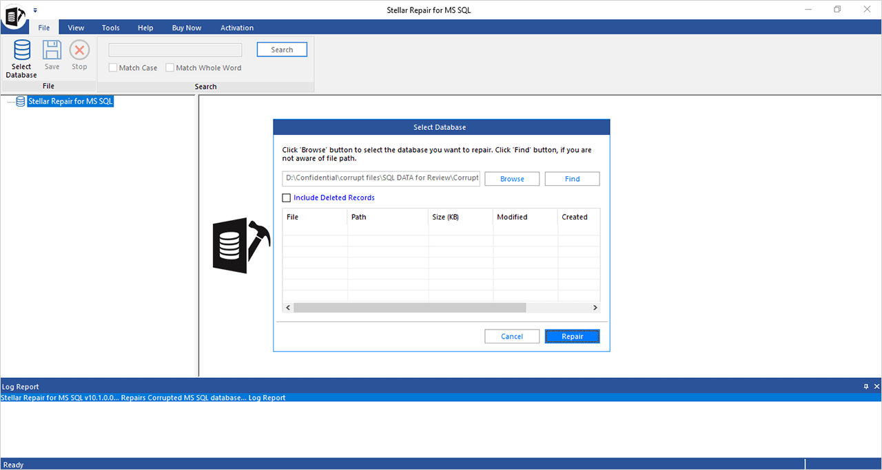 Repairing Corrupt by selecting corrupt SQL files