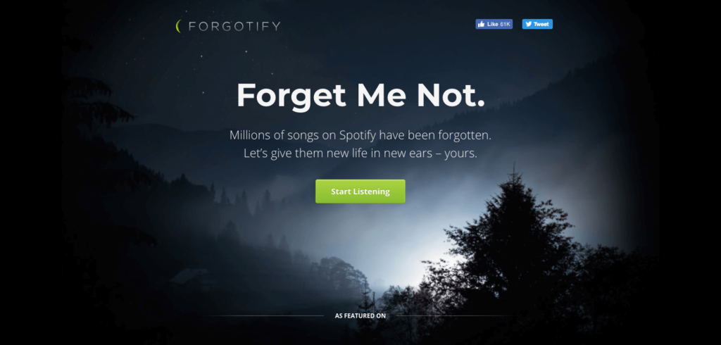 forgotify - coolest websites on the internet